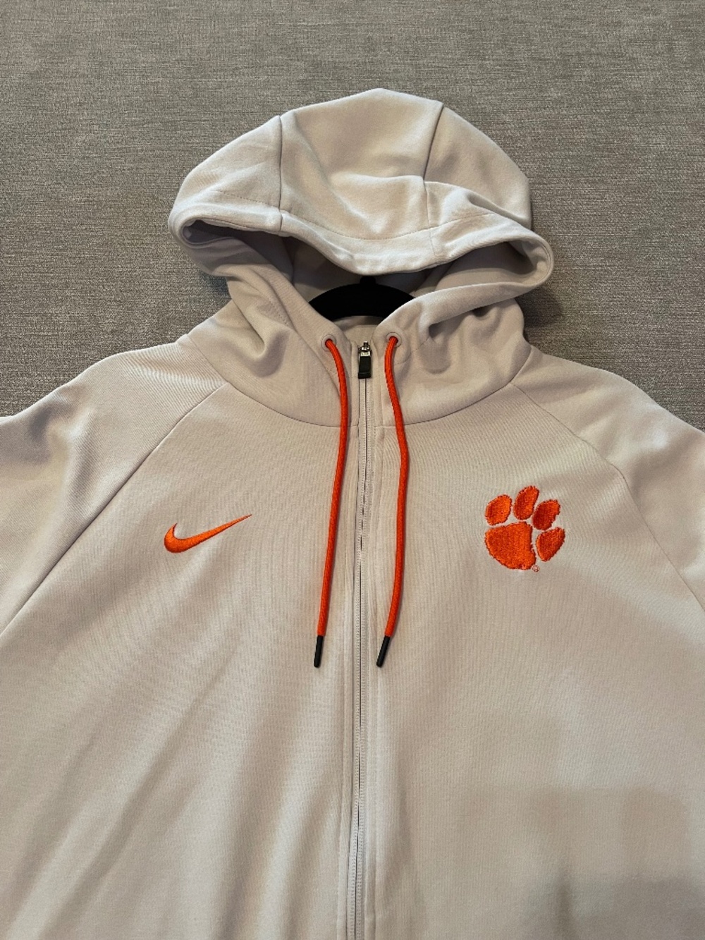 Nike Clemson Light Gray Full Zip Hoodie Jacket - Team Issue - Men's XL